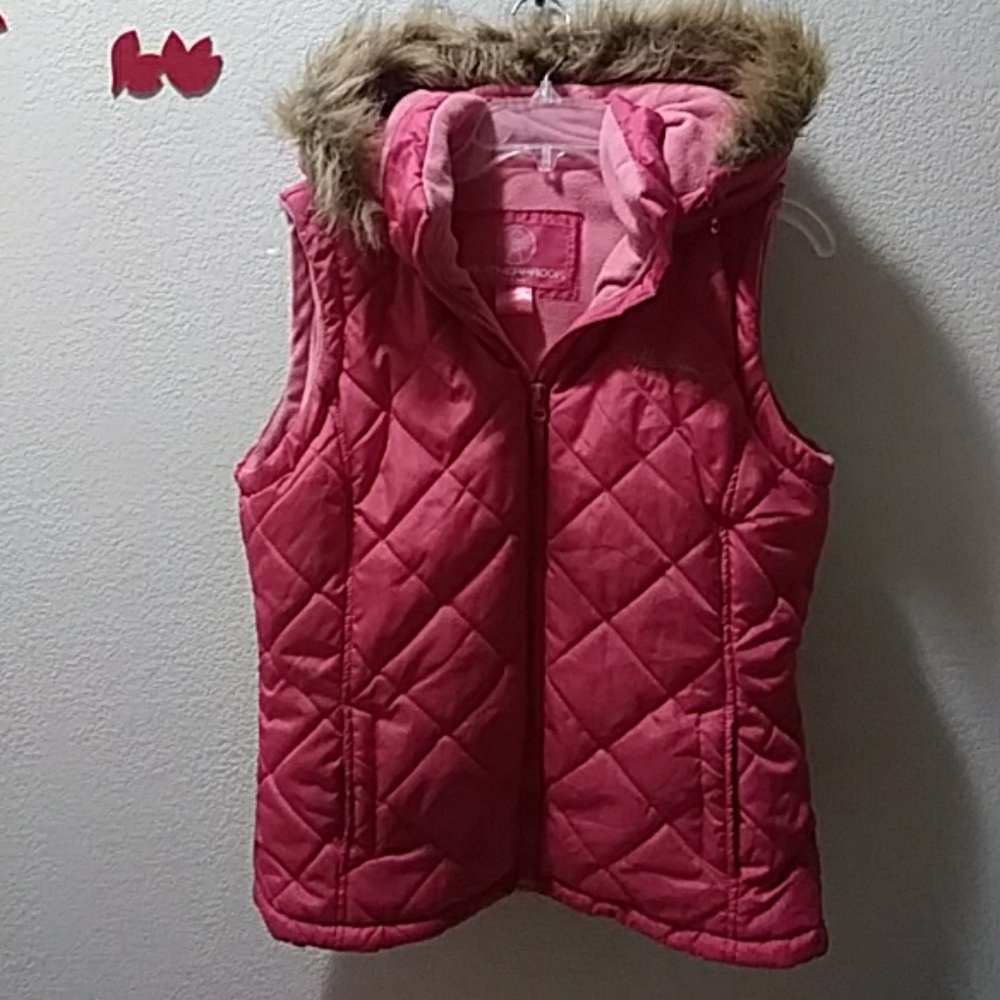 Girls weatherproof vest with removable hoodie